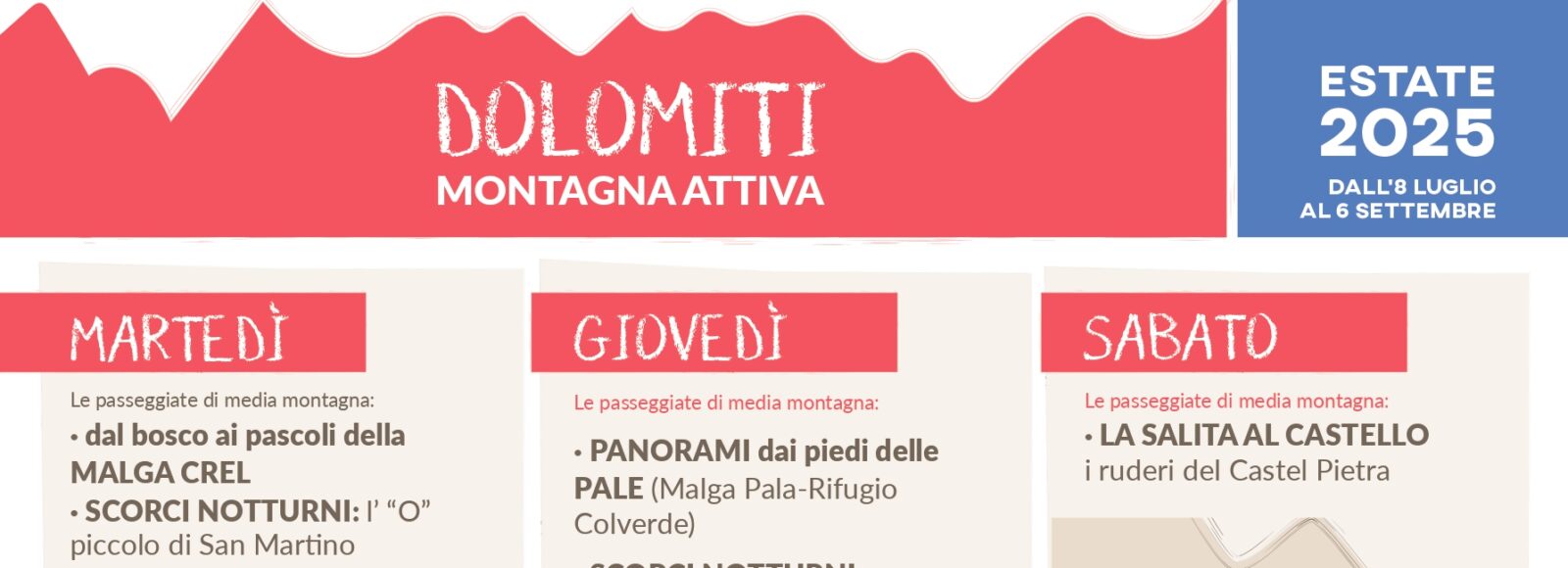 Eventi estate 2025 gite ed escursioni in Primiero